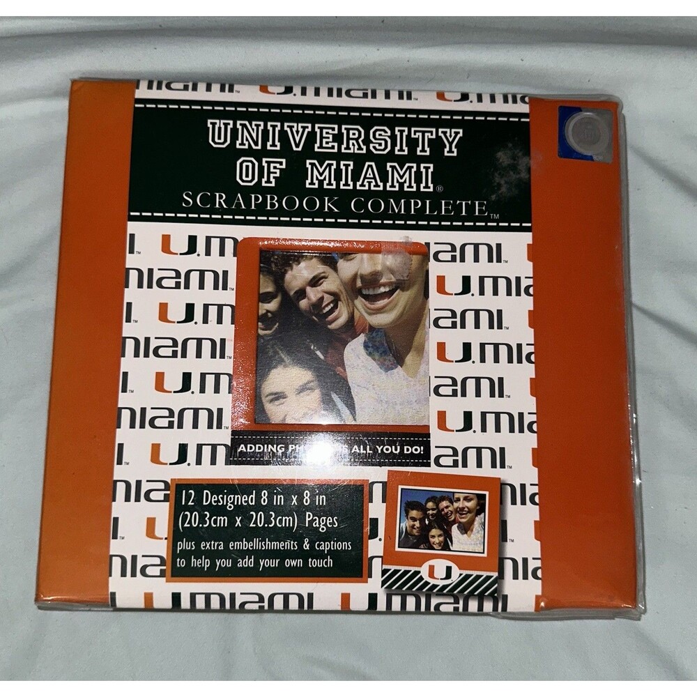 University of Miami Scrapbook – 8"x8" Album w/ Stickers & 3D Embellishments